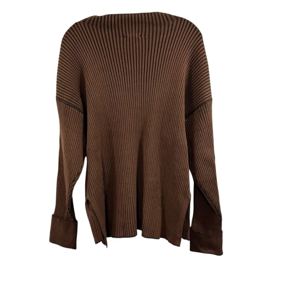 Varley Emile Rib Knit Sweater Rawhide Brown Two-Tone Oversized Size Small - Picture 4 of 12